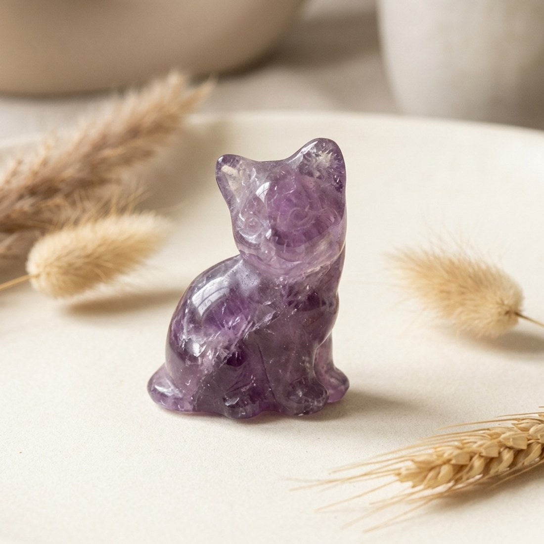 Amethyst Carved Kitten