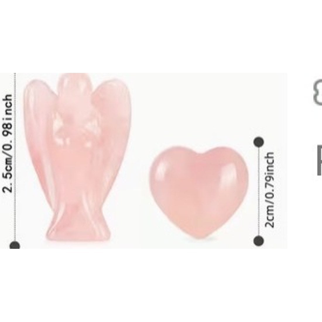 Rose Quartz Pocket Angel and Heart Set 2pc