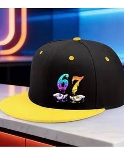 67 Six Seven Snapback Cap Black & Yellow Adjustable Meme Street Hat