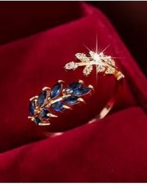 Blue Spinel Leaf Vine Ring