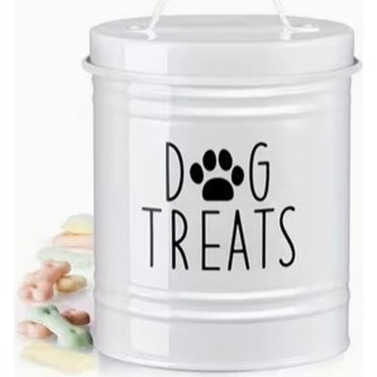 Dog Treats Iron Storage Tin White