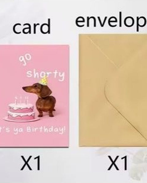 Dachshund 'Go Shorty' Birthday Card