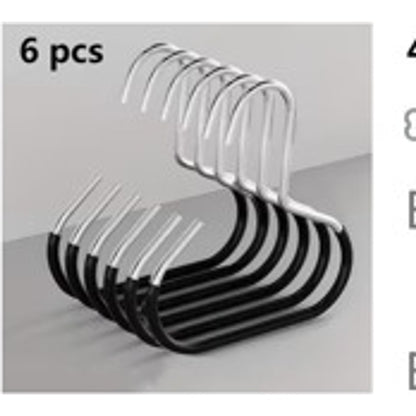 6pc Metal S Shape Hangers Space Saving Wardrobe Multi Layer Clothes Organiser