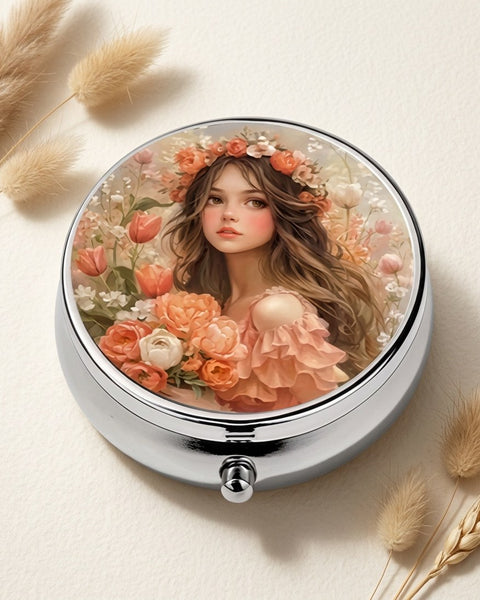 Flower Crown Girl Travel Pill Box