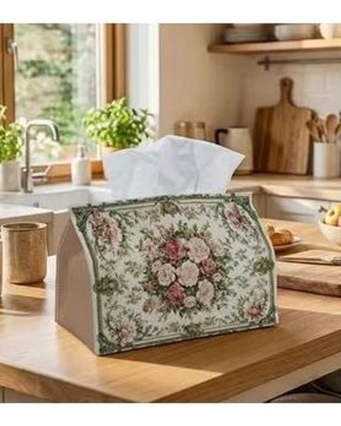 Vintage Rose Floral Tissue Box Cover Decorative Holder 18x11x13cm
