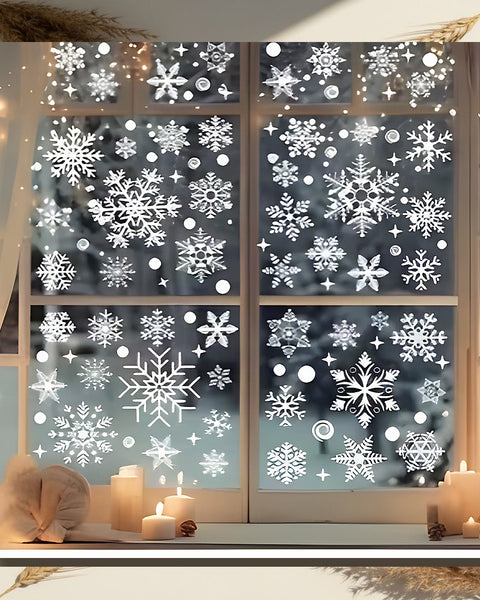 Christmas Snowflake Window Stickers 137pc 4 Sheets