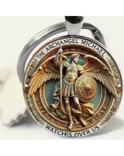 Archangel Michael Protection Keychain Religious Medal Keyring