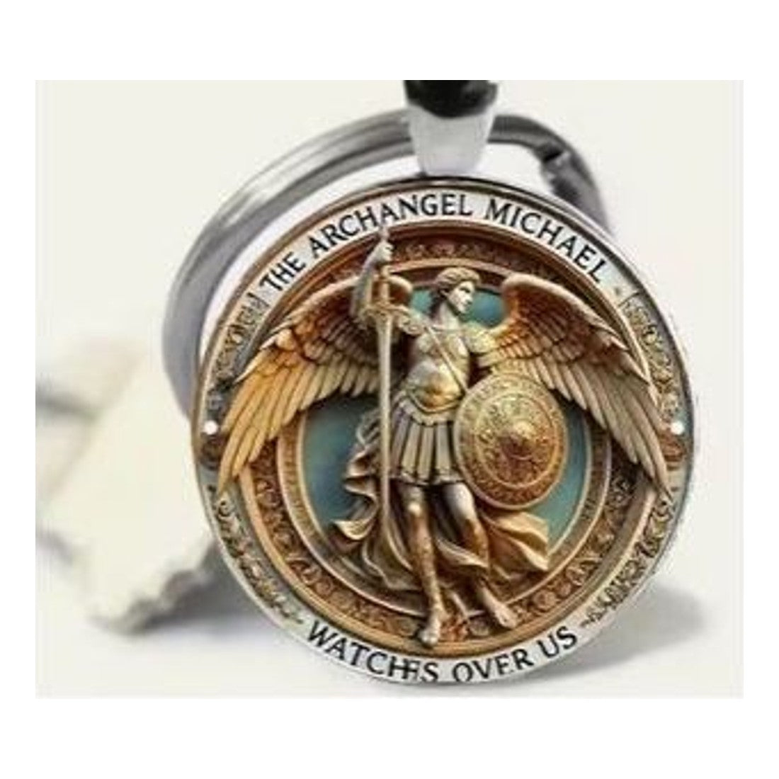 Archangel Michael Protection Keychain Religious Medal Keyring