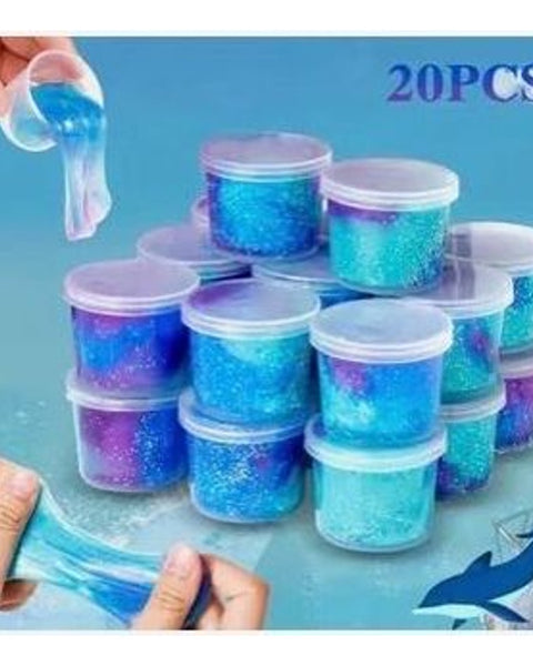20pc Galaxy Slime Party Gift Set Purple Blue Cyan Glitter Tubs Party Favours