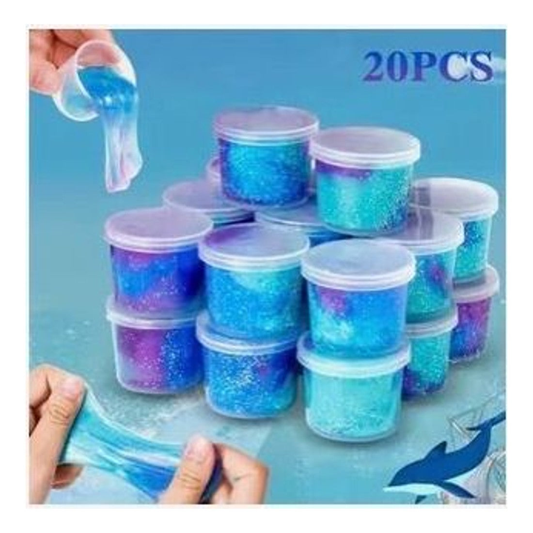 20pc Galaxy Slime Party Gift Set Purple Blue Cyan Glitter Tubs Party Favours