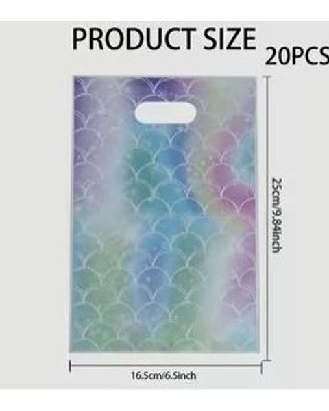 20pc Mermaid Scale Gift Bags Party Favour Loot Bags 16.5x25cm