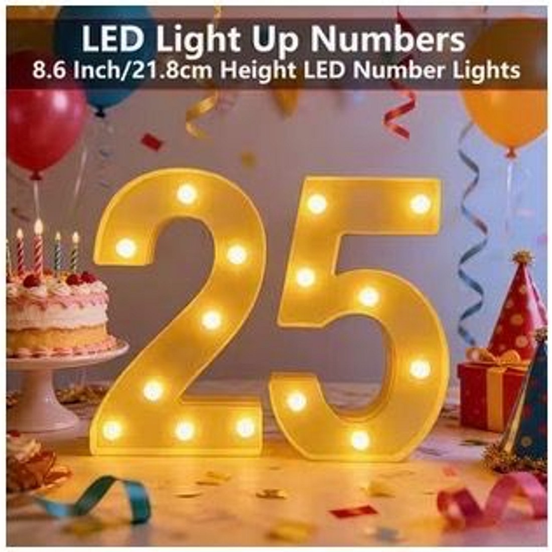 Light-Up Golden '25' Birthday Marquee Number Light