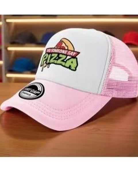 Fun Pizza Lover Trucker Cap Pink Mesh Adjustable Baseball Hat