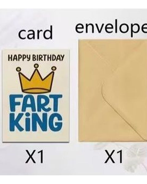 Funny Birthday Card Fart King Crown Rude Humour Blank Inside With Envelope