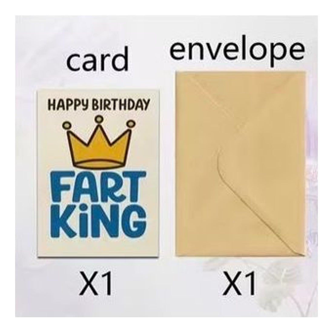 Funny Birthday Card Fart King Crown Rude Humour Blank Inside With Envelope