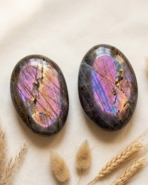 Purple Labradorite Palm Stones 2pc