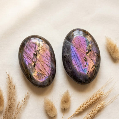Purple Labradorite Palm Stones 2pc