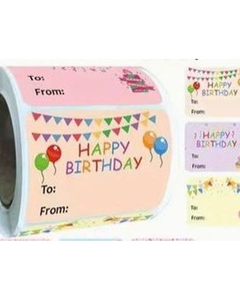 180pc Birthday Gift Sticker Roll To From Labels Party Favour Tags