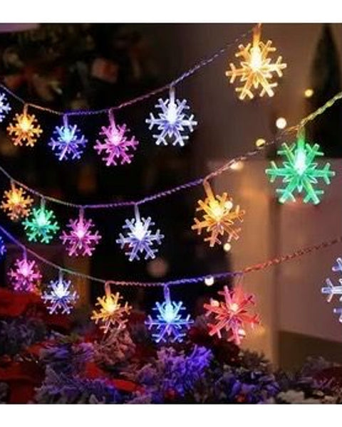 Colourful Snowflake Fairy String Lights (Battery)