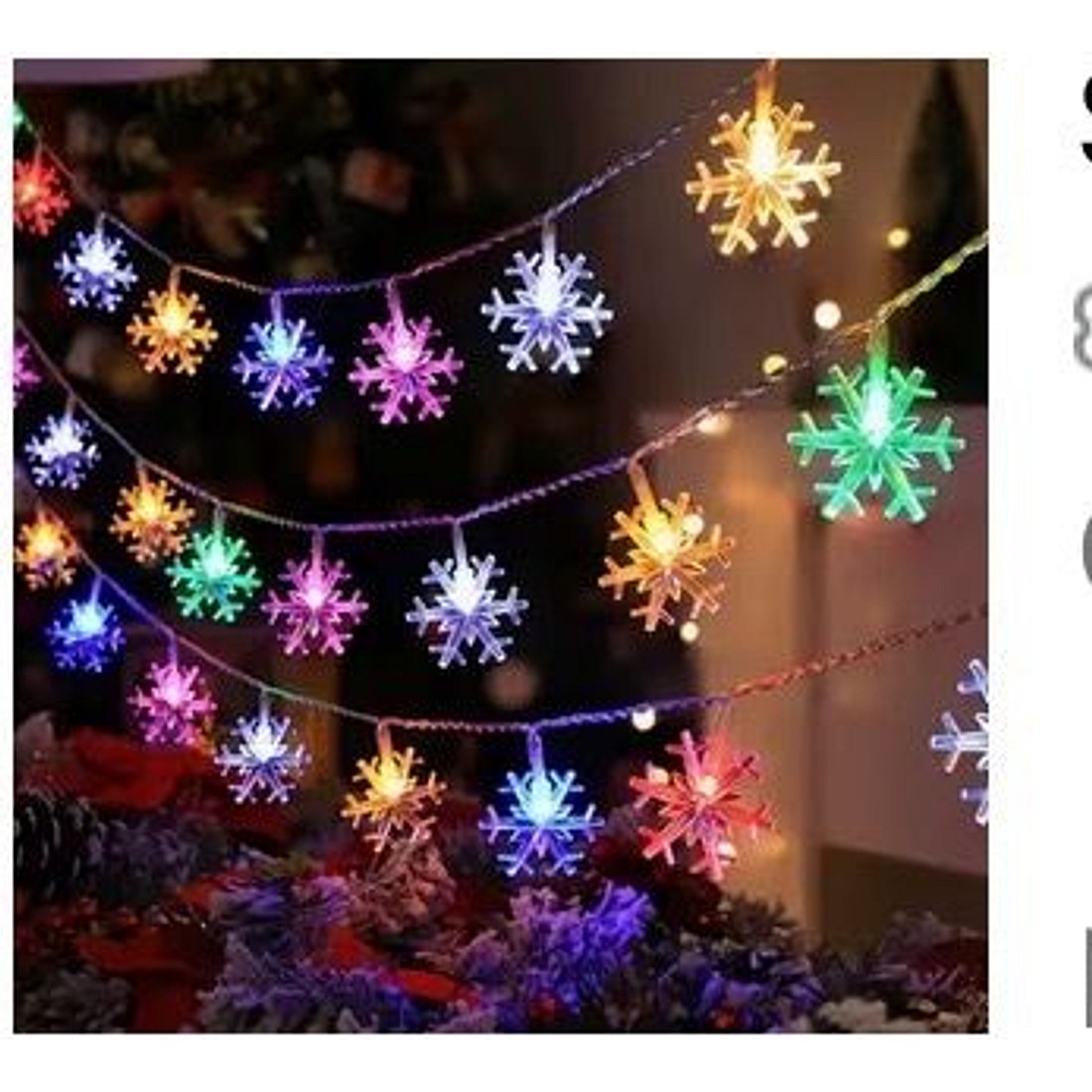 Colourful Snowflake Fairy String Lights (Battery)