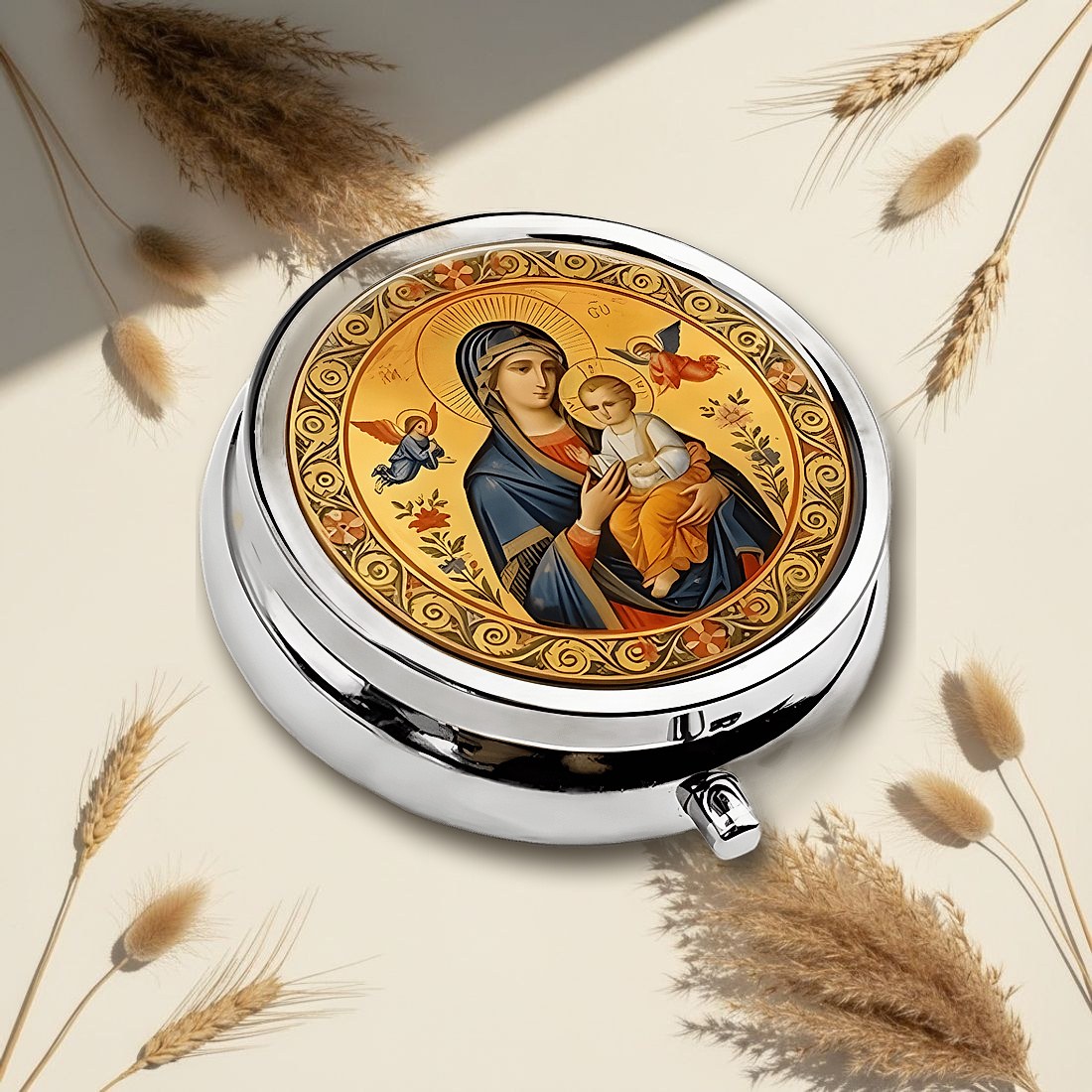 Virgin Mary Classic Round Pill Box