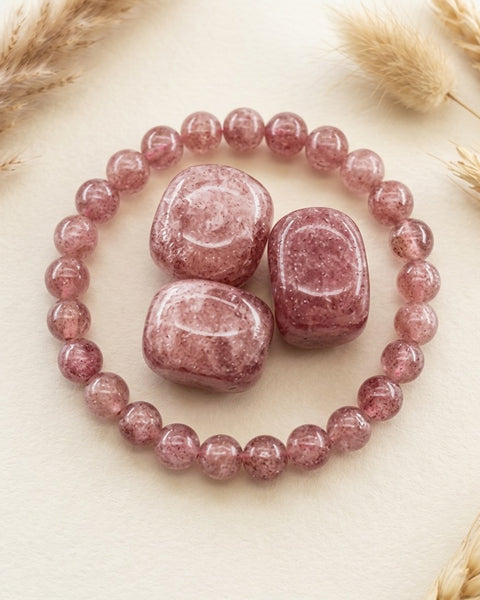 Strawberry Crystal Beaded Bracelet 8mm