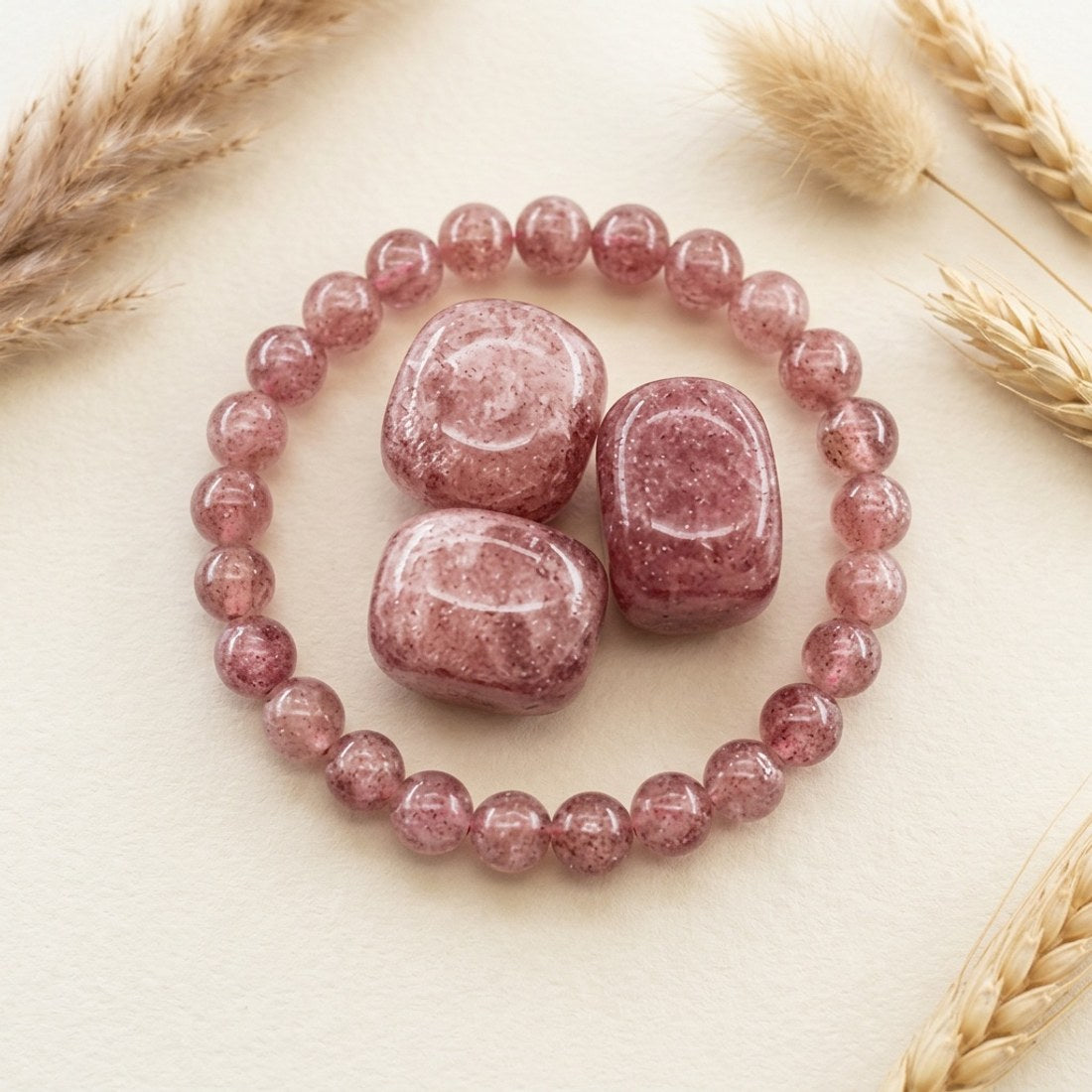 Strawberry Crystal Beaded Bracelet 8mm