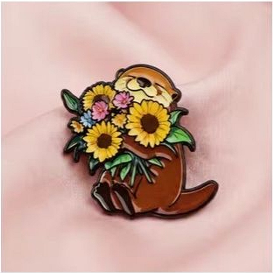 Sunflower Otter Enamel Pin