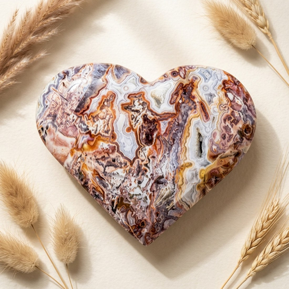 Mexican Crazy Lace Agate Heart 20-50g