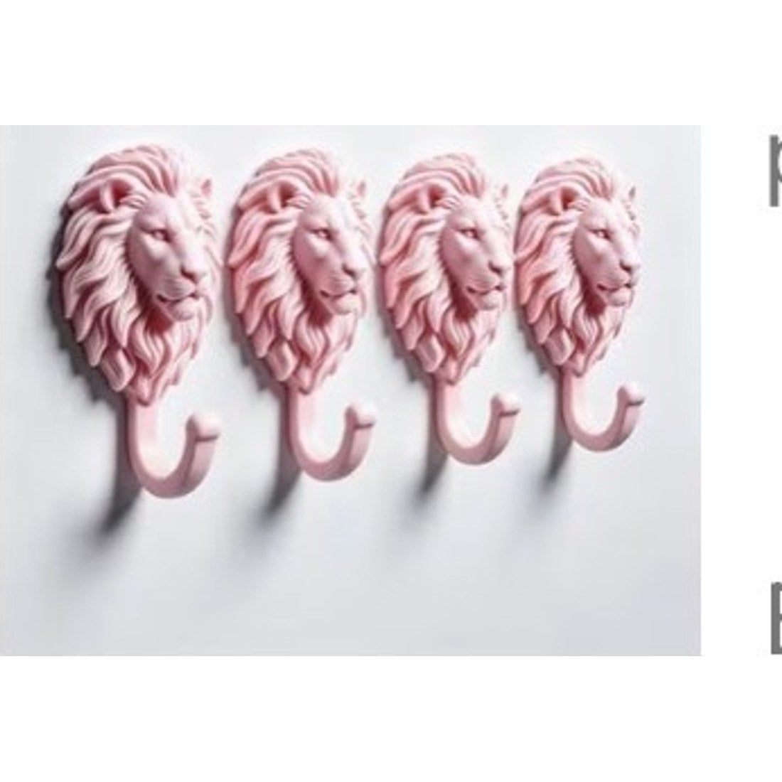 Grassland Lion Head Wall Hooks 4pc Pink