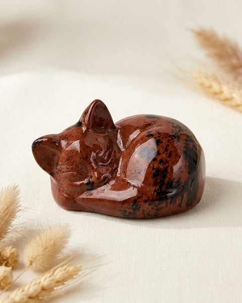 Red Mahogany Obsidian Sleeping Cat