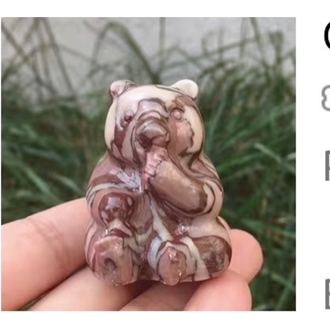 Purple Zebra Stone Bear Carving