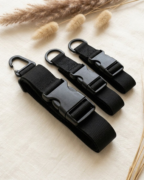 3pc Adjustable Garden Ties Hook Loop Cable Straps Hose Cord Organiser Black