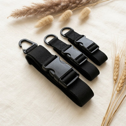 3pc Adjustable Garden Ties Hook Loop Cable Straps Hose Cord Organiser Black