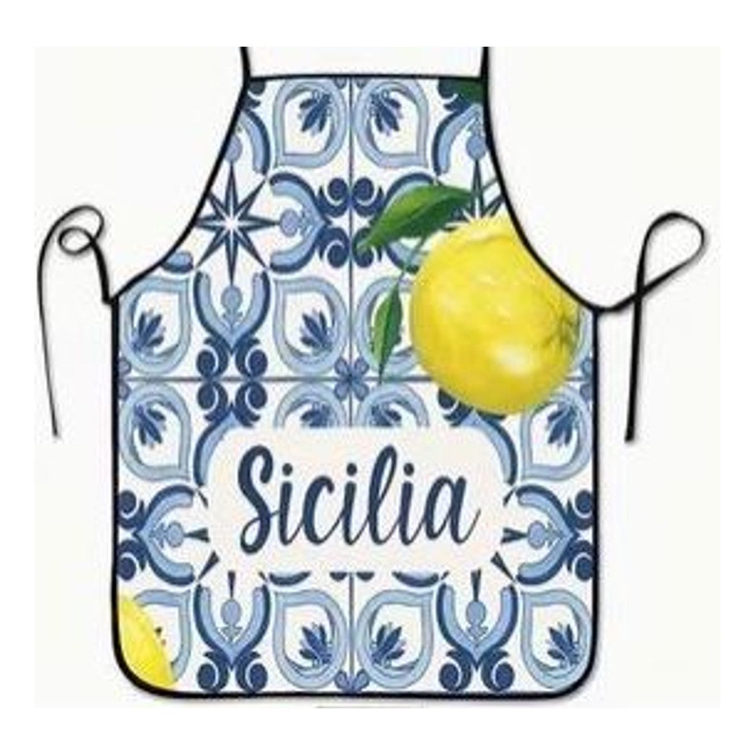 Sicilia Lemon Tile Print Apron Italian Kitchen Cooking Apron