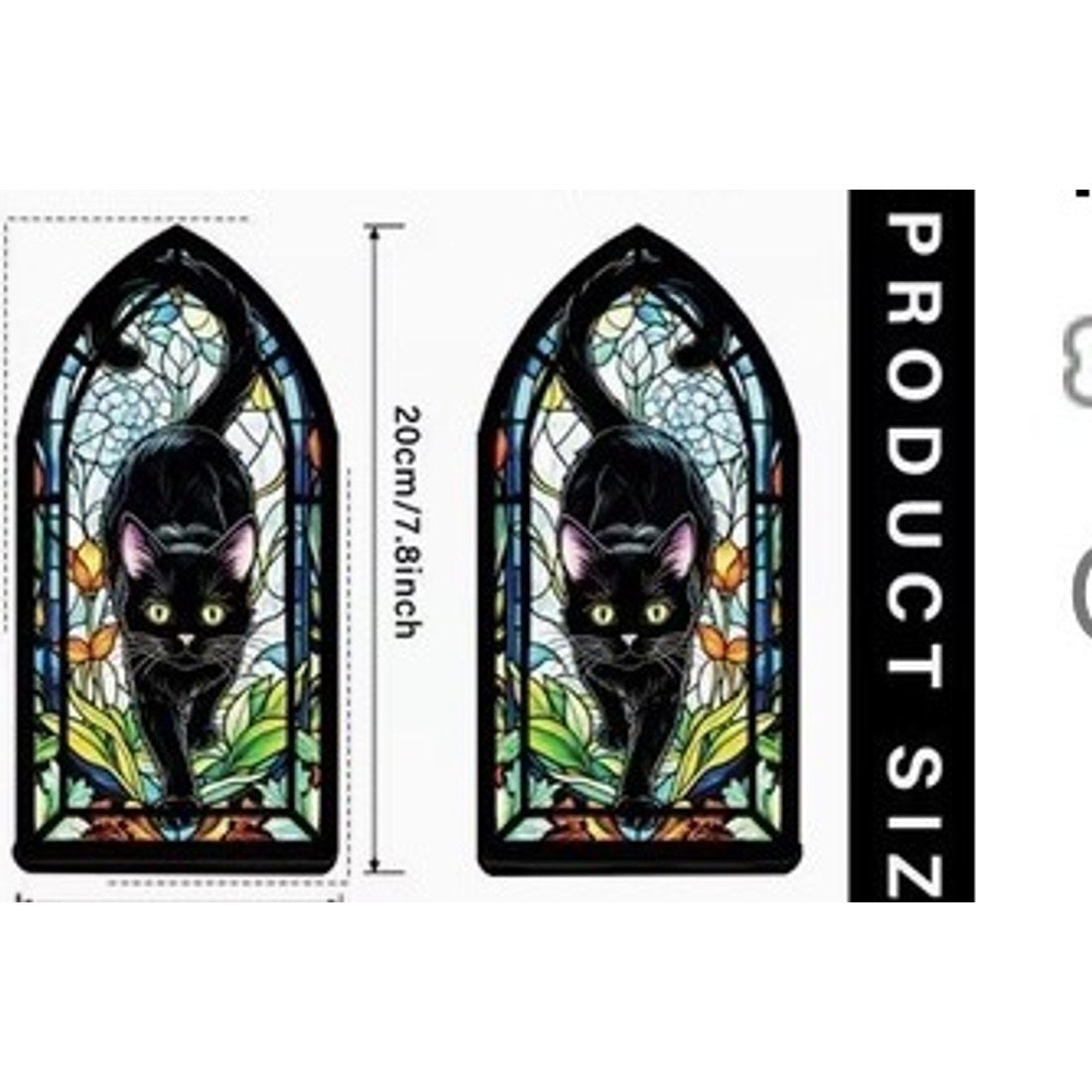 Painted Glass Style Black Cat Panel 20cm