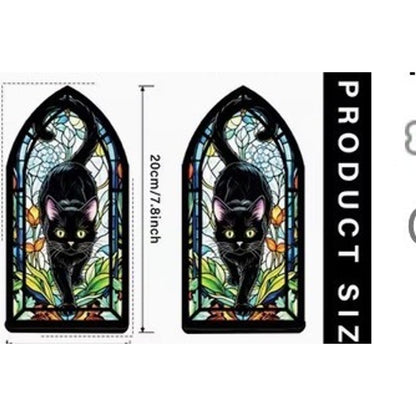 Painted Glass Style Black Cat Panel 20cm
