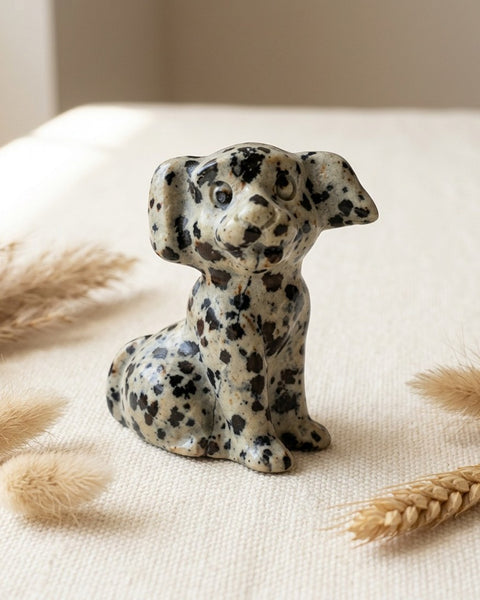 Dalmatian Jasper Spotted Dog Carving