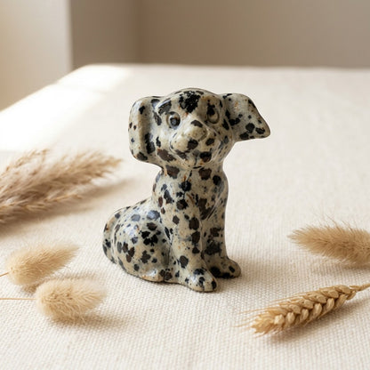Dalmatian Jasper Spotted Dog Carving