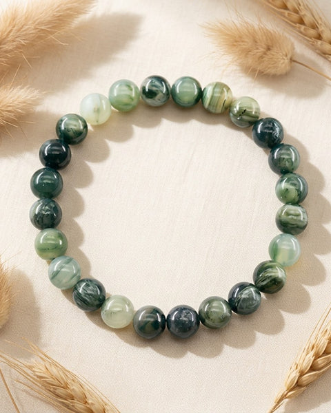 Aquatic Agate Beaded Bracelet 8mm