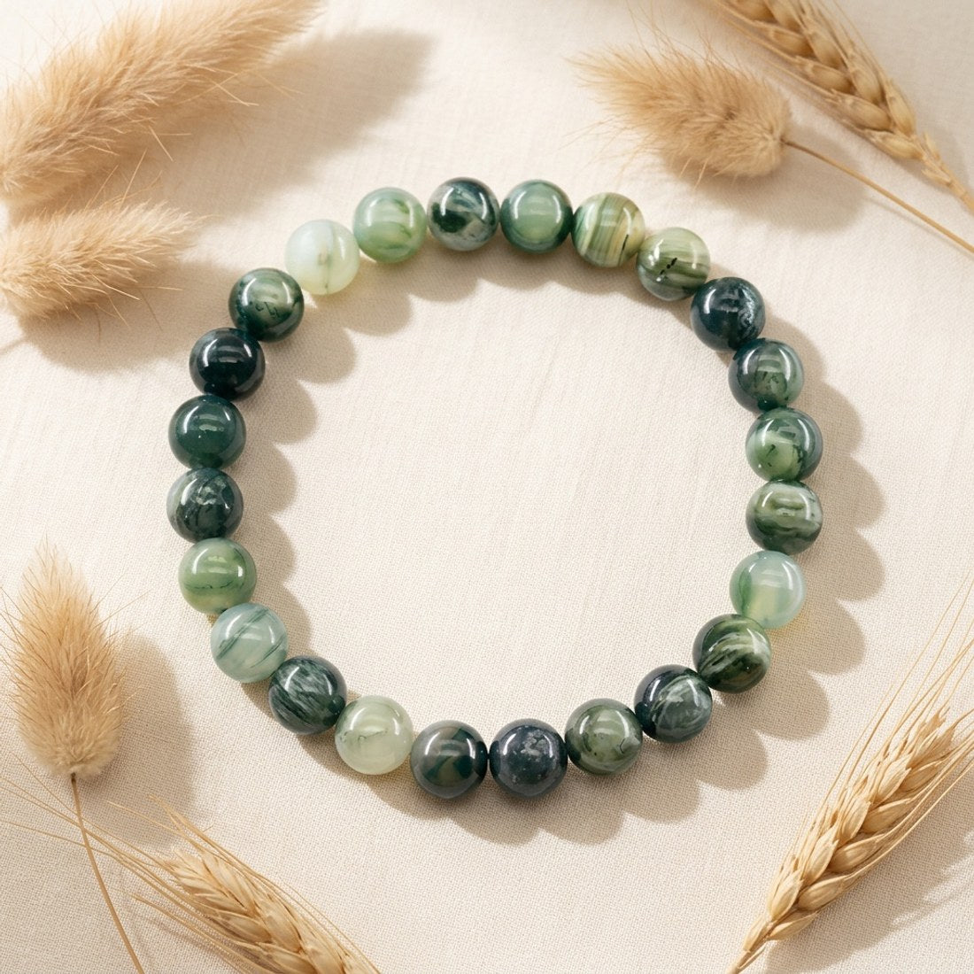 Aquatic Agate Beaded Bracelet 8mm