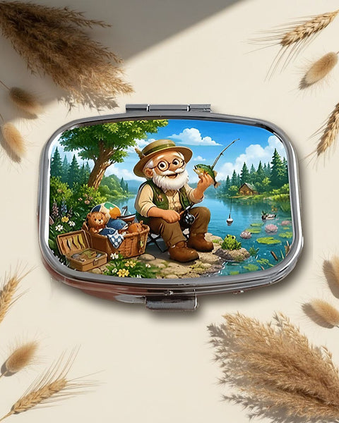 Lakeside Forest Fishing Gnome Square Pill Box