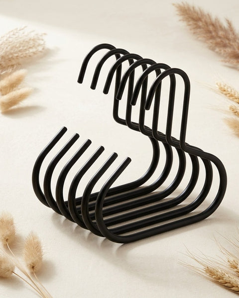 6pc Metal S Shape Hangers Space Saving Wardrobe Multi Layer Clothes Organiser