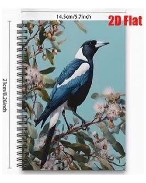 Magpie Bird Spiral Notebook A5 Personal Organiser Journal 14.5x21cm