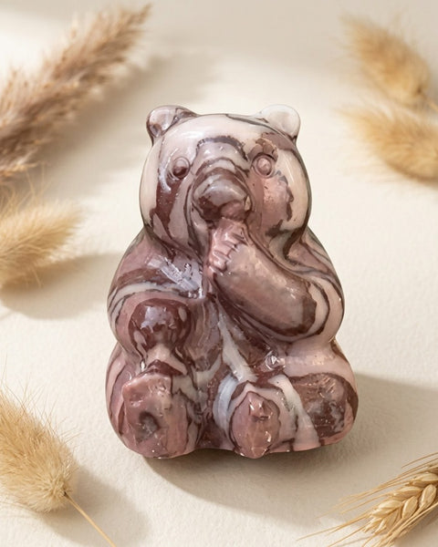Purple Zebra Stone Bear Carving