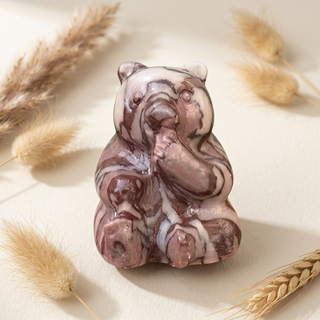 Purple Zebra Stone Bear Carving