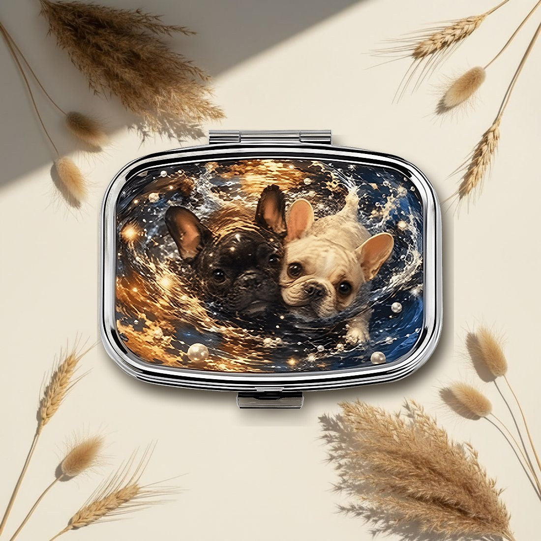 French Bulldogs Galaxy Square Pill Box