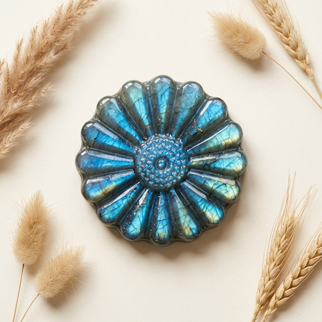 Labradorite Sunflower Carving 3cm
