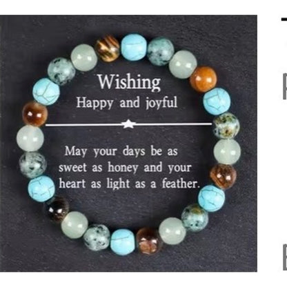 Tiger's Eye and Aquamarine Beaded Bracelet 8mm
