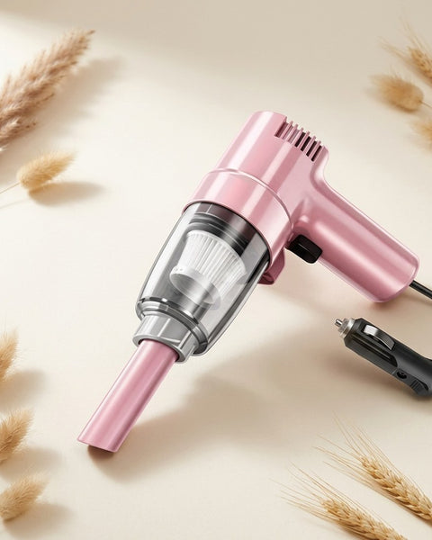 Handheld Car Vacuum Cleaner Corded 12V High Suction HEPA Filter Pink Auto Detail